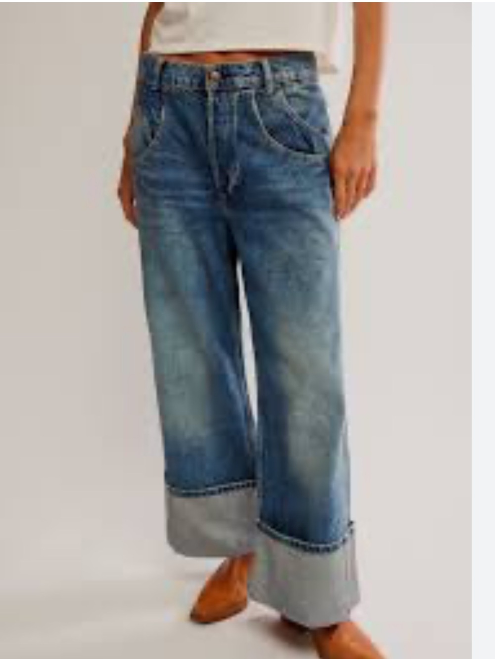 We the Free Final Countdown x Revolve Mid-rise Cuff Light Blue Denim Jeans